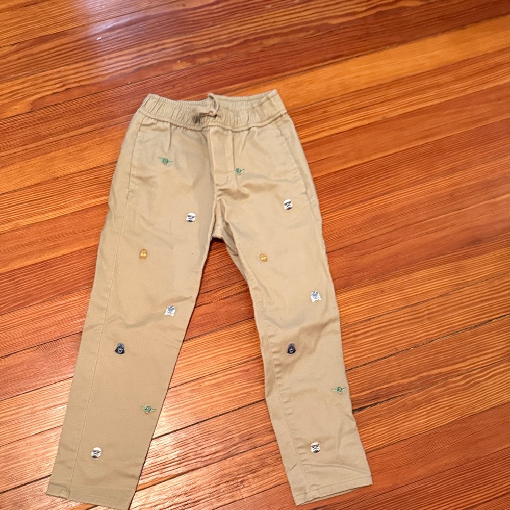 Janie and Jack Tan Embroidered Kids Pants